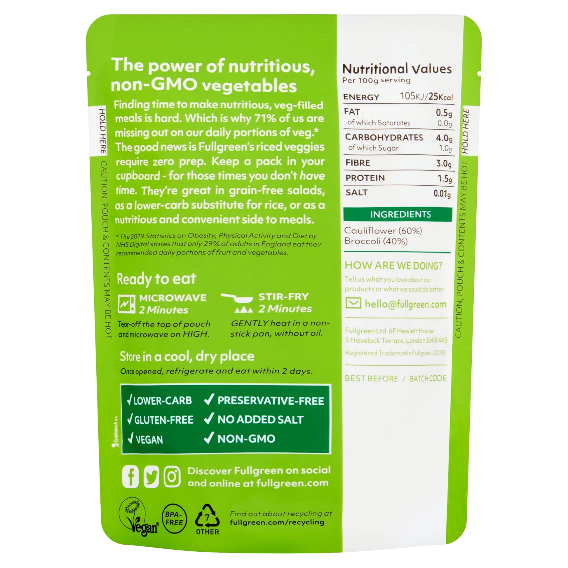 Fullgreen Riced Cauliflower & Broccoli 200g — image 2