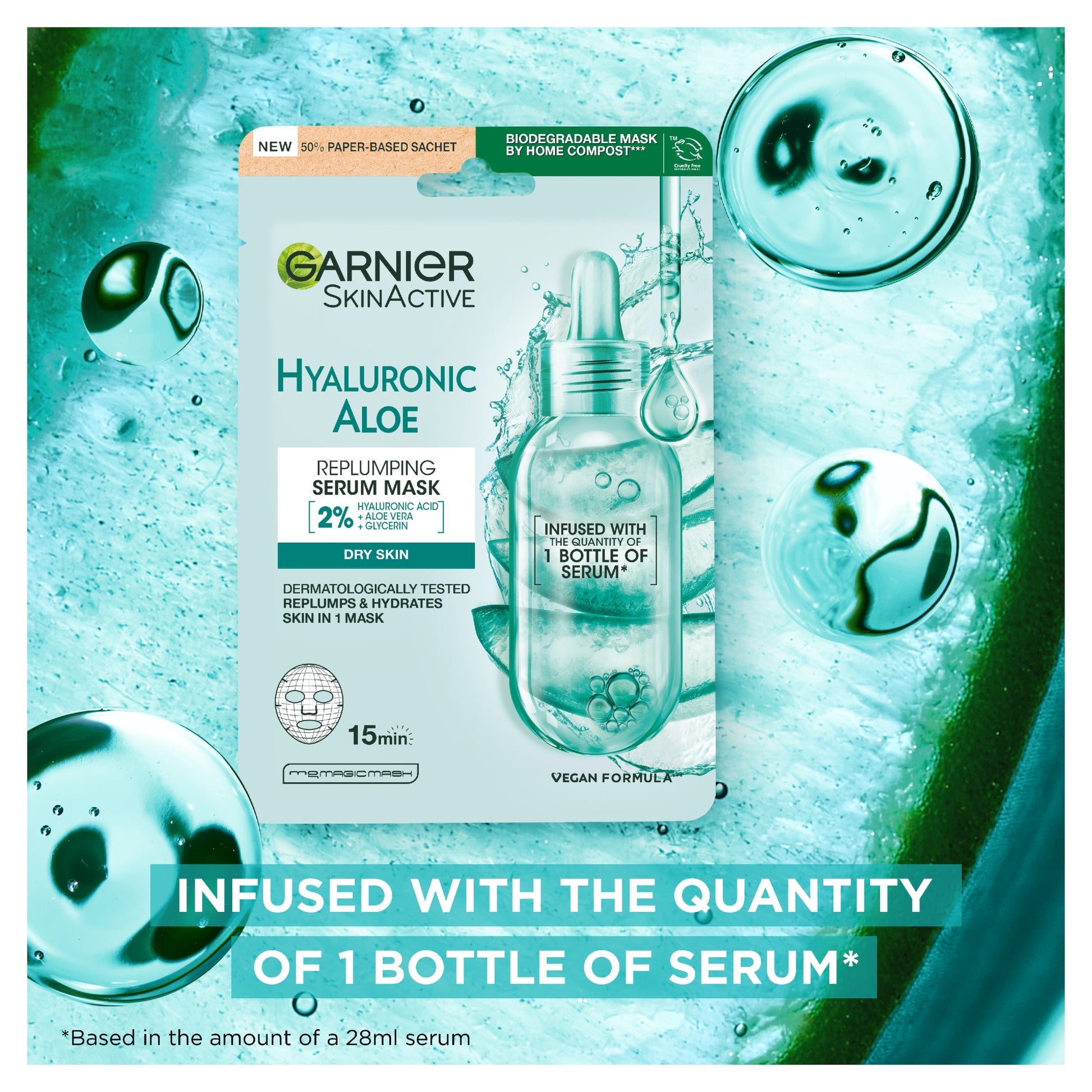 Garnier Hyaluronic Aloe Replumping Serum Mask 28g — image 3
