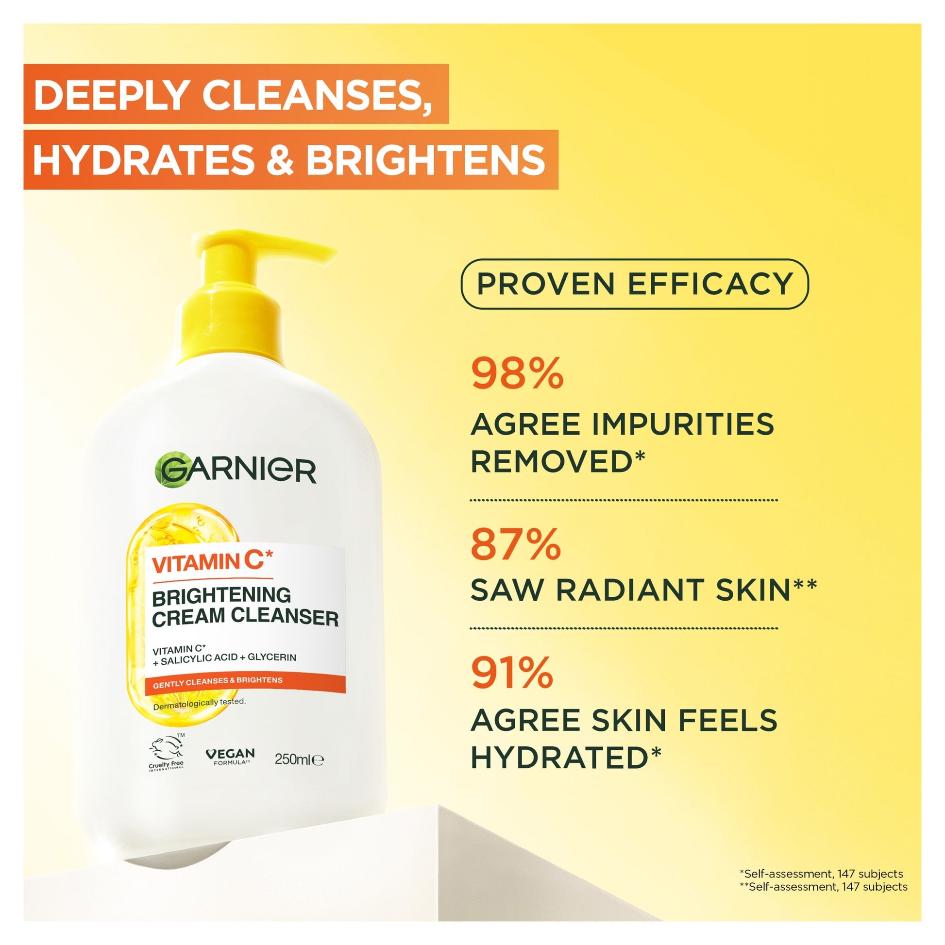 Garnier Skinactive Brightening Vitamin C Cream Cleanser 250ml — image 2
