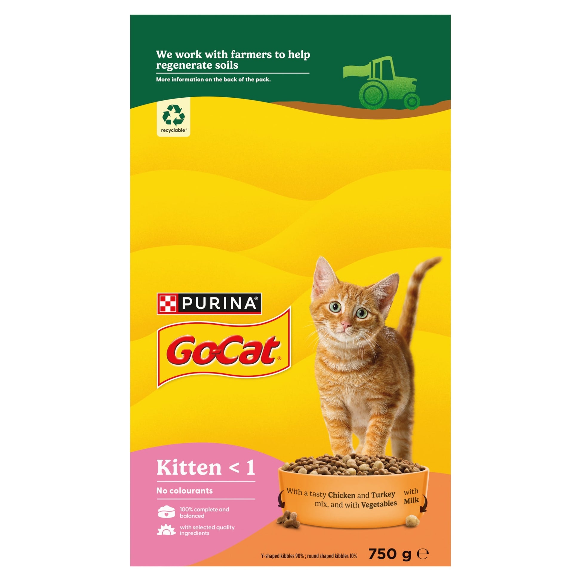 GO-CAT Kitten Chicken; Turkey and Milk Dry Cat Food 750g — image 2