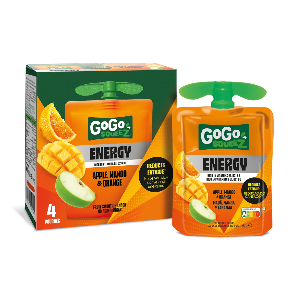 GoGo squeeZ Energy Apple, Mango & Orange No Added Sugar 4 x 90g — image 2