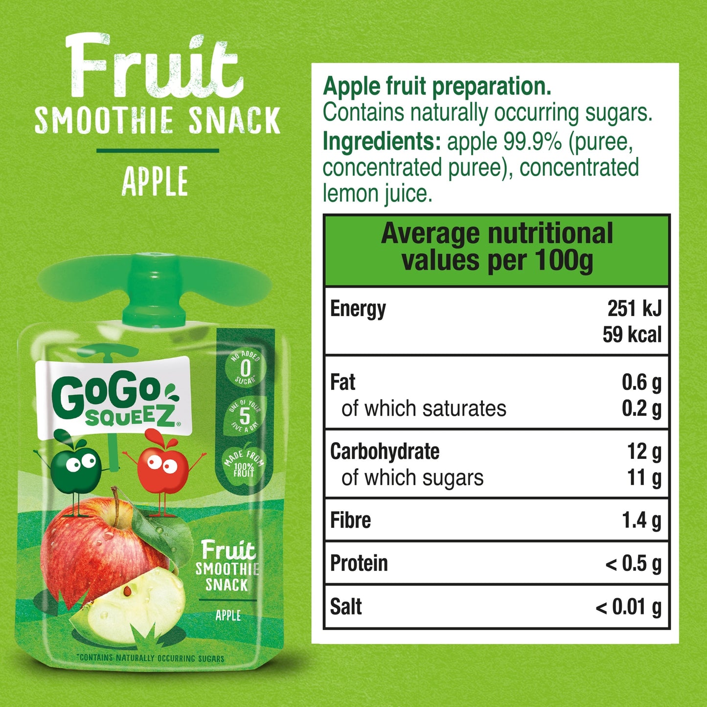 Gogo Squeez Fruit Snack Apple 4X90g — image 2
