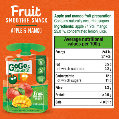 Gogo Squeez Fruit Snack Apple Mango 4X90g — image 3