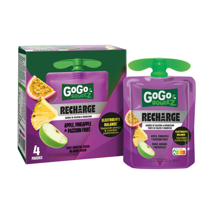 GoGo squeeZ Recharge Apple, Pineapple & Passionfruit No Added Sugar 4 x 90g — image 1