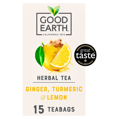 Good Earth Herbal Tea Lemon, Ginger & Turmeric 15 Tea Bags 42g — image 1