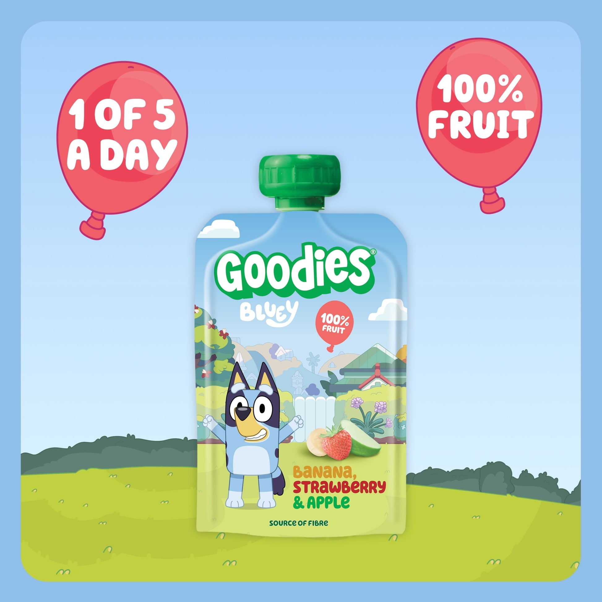 Goodies Bluey Banana Strawberry & Apple Pouch 4x100g — image 2