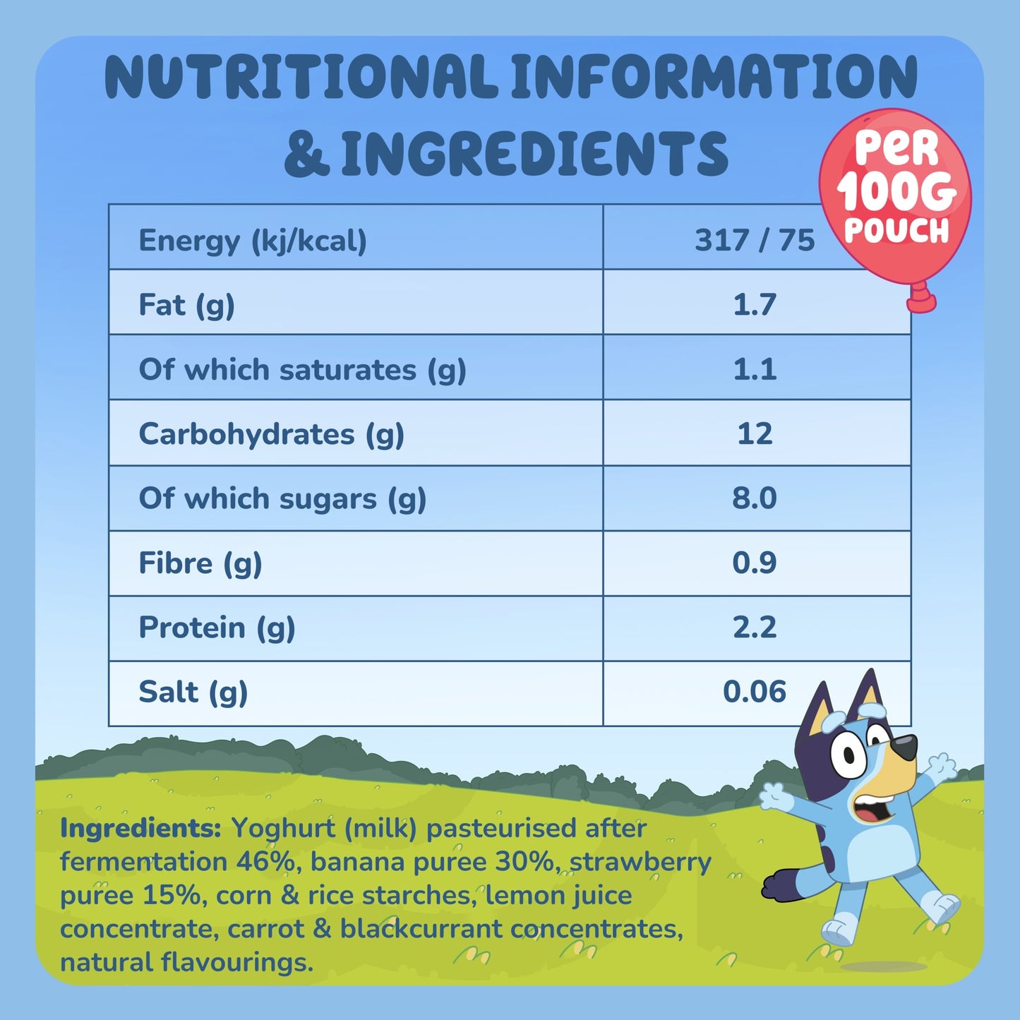 Goodies Bluey Yogurt Banana & Strawberry Pouch 4x100g — image 3