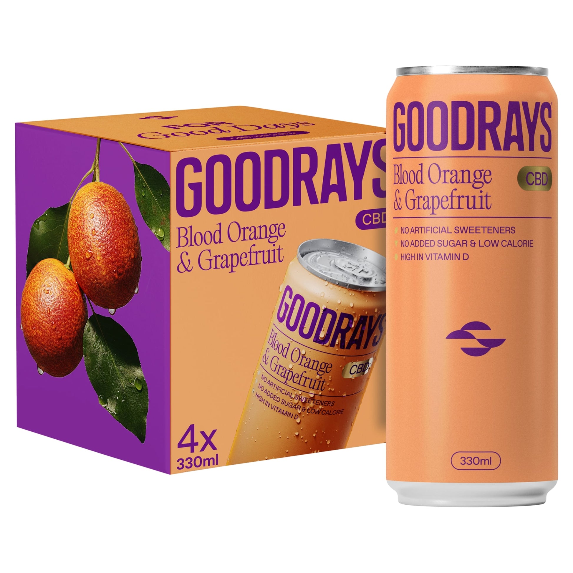Goodrays CBD Blood Orange & Grapefruit Drink 4 x 330ml — image 1