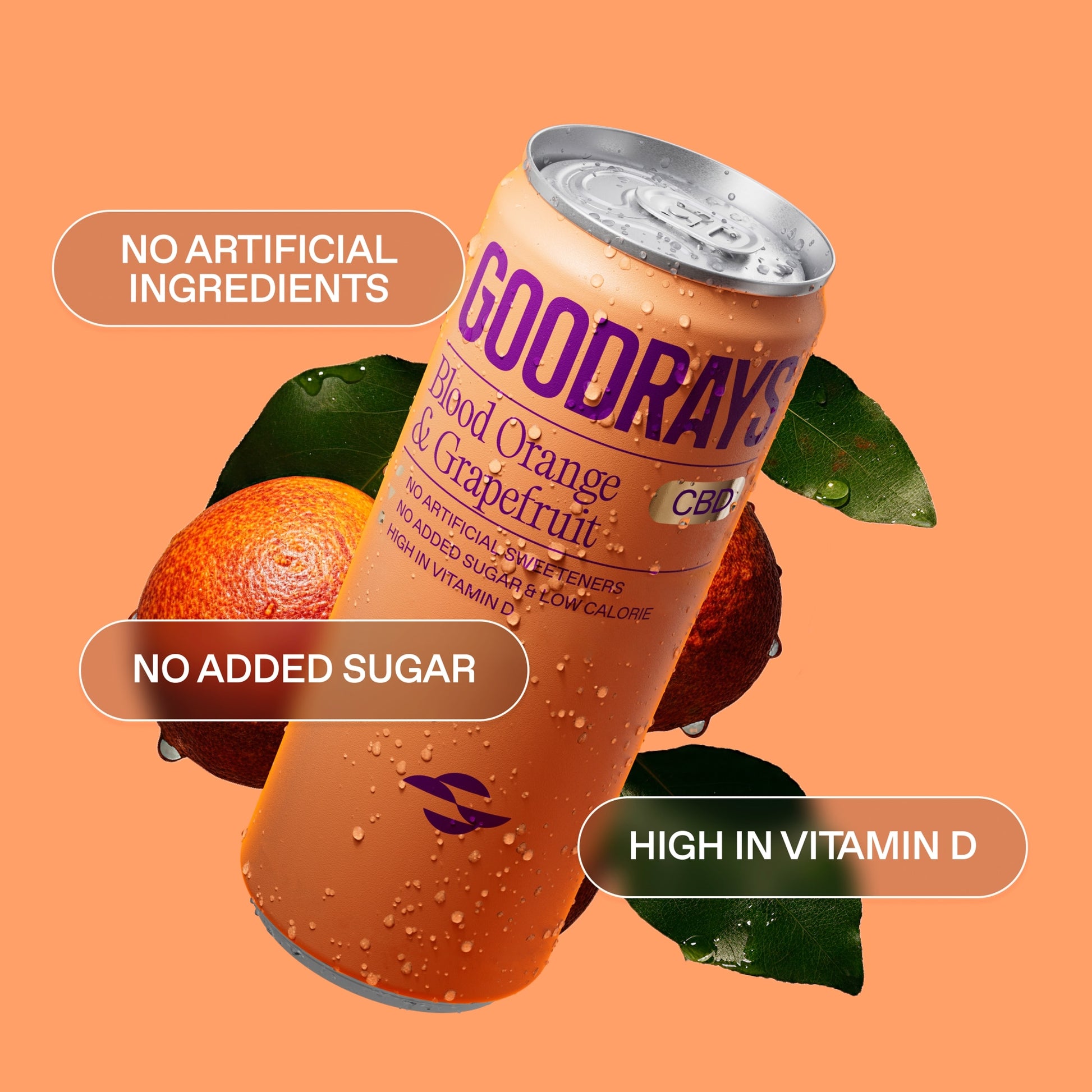 Goodrays CBD Blood Orange & Grapefruit Drink 4 x 330ml — image 2