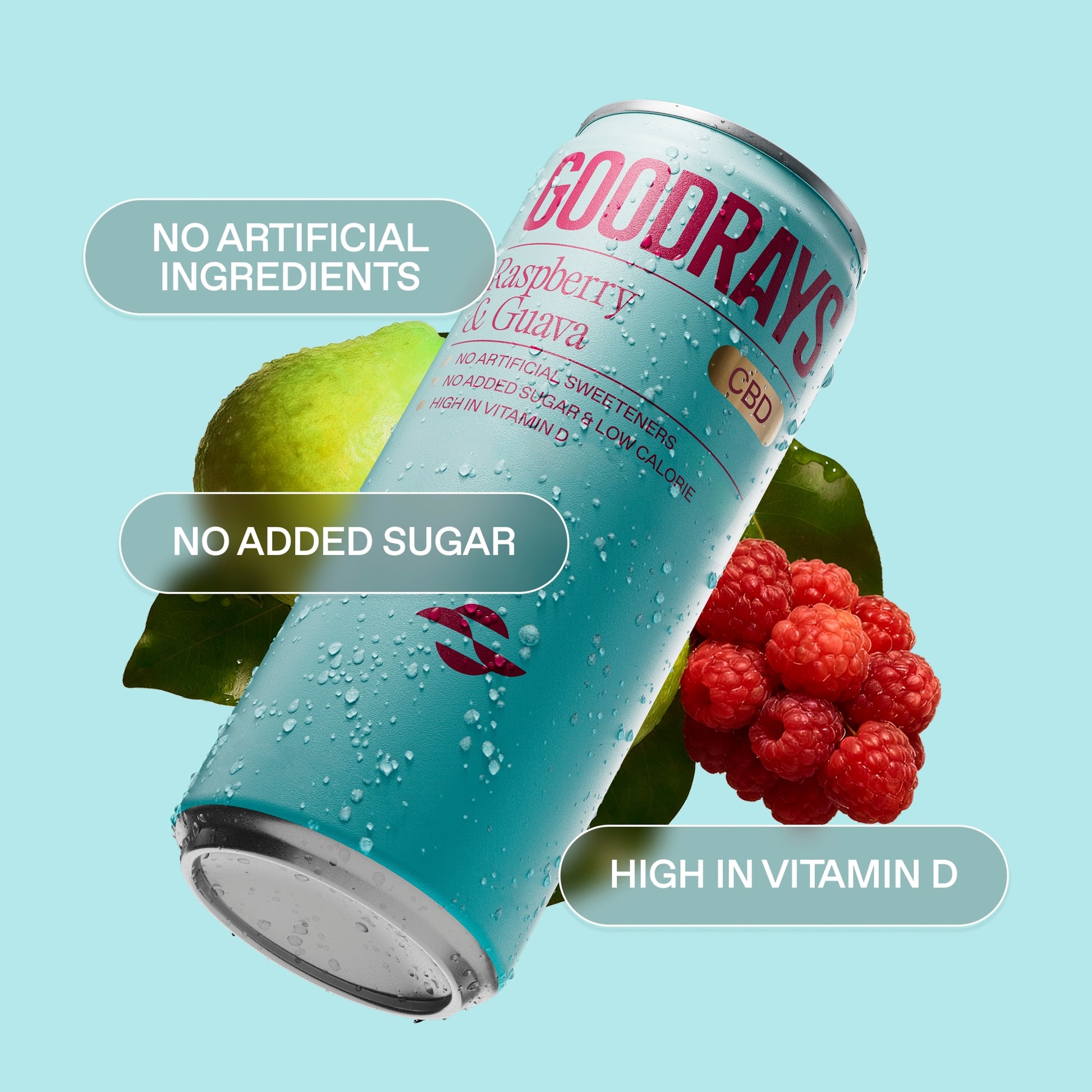 Goodrays CBD Raspberry & Guava Drink 4 x 330ml — image 2