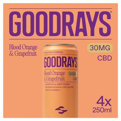 Goodrays Natural Cbd Blood Orange & Grapefruit Drink 4 X 250Ml — image 1