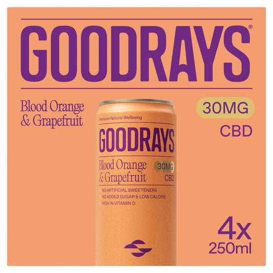 Goodrays Natural Cbd Blood Orange & Grapefruit Drink 4 X 250Ml — image 1