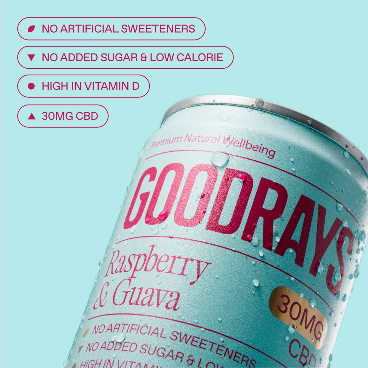 Goodrays Natural Cbd Raspberry & Guava Drink 4 X 250Ml — image 2