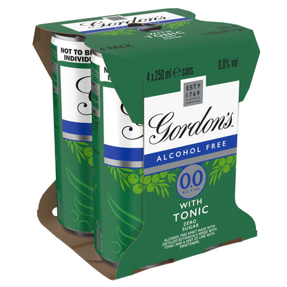 Gordon's Alcohol Free Spirit & Tonic with Lime Can 0% Vol 4x250ml — image 1