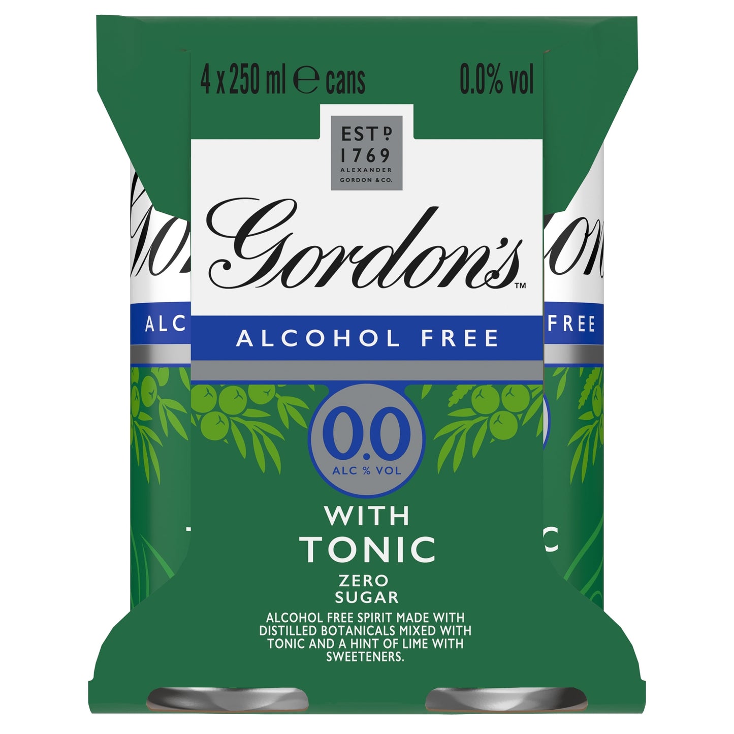 Gordon's Alcohol Free Spirit & Tonic with Lime Can 0% Vol 4x250ml — image 3