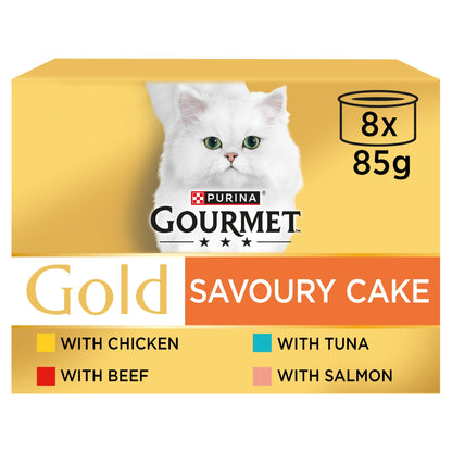 GOURMET Gold Savoury Cake Meat and Fish Variety Wet Cat Food 8x85g — image 1