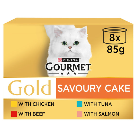 GOURMET Gold Savoury Cake Meat and Fish Variety Wet Cat Food 8x85g — image 1