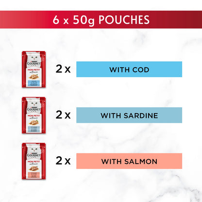 GOURMET Mon Petit Fish Variety Cod; Sardine; Salmon Wet Cat Food 6x50g — image 4