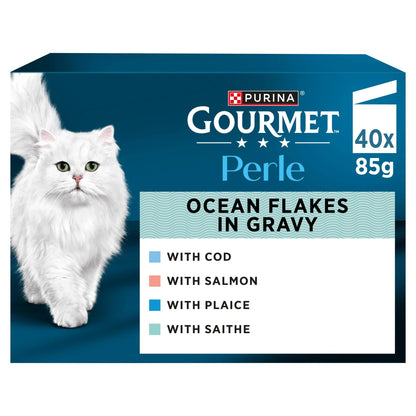 Gourmet Perle Ocean Flakes Cod, Salmon, Plaice, Saithe Wet Cat Food 40x85g — image 1