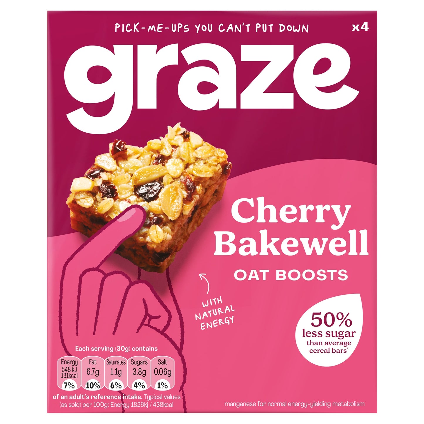Graze Cherry Bakewell Oat Boosts Flapjack Snack 4x30G — image 1