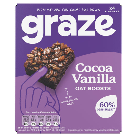Graze Cocoa Vanilla Oat Boosts Flapjack Snack 4x30G — image 1