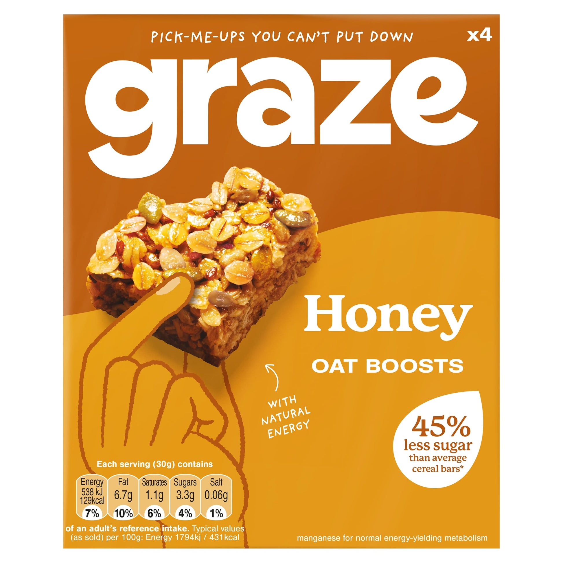 Graze Honey Oat Boost Flapjack Snack 4x30G — image 1