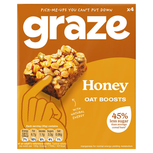 Graze Honey Oat Boost Flapjack Snack 4x30G — image 1