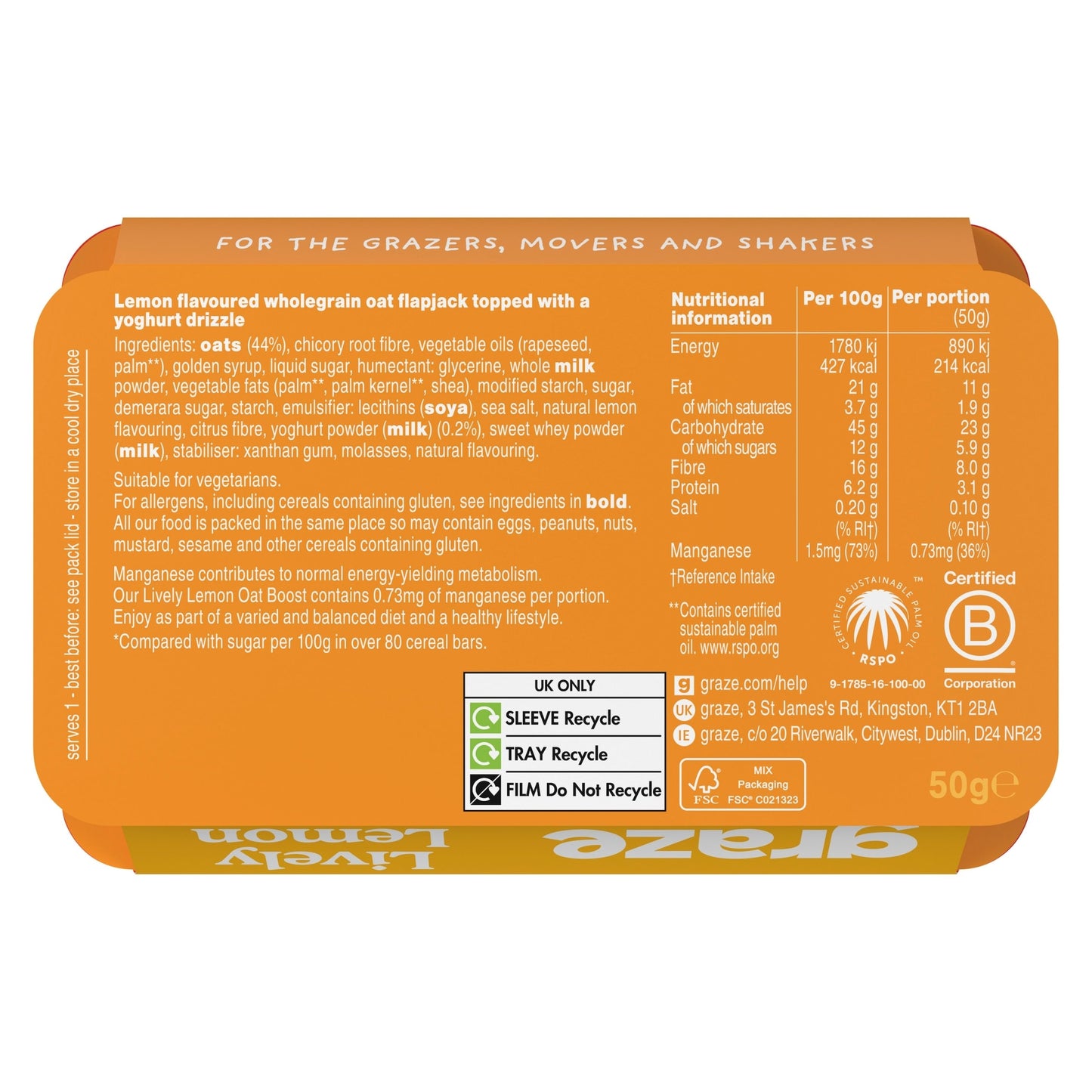 Graze Lively Lemon Oat Boosts 50g — image 2
