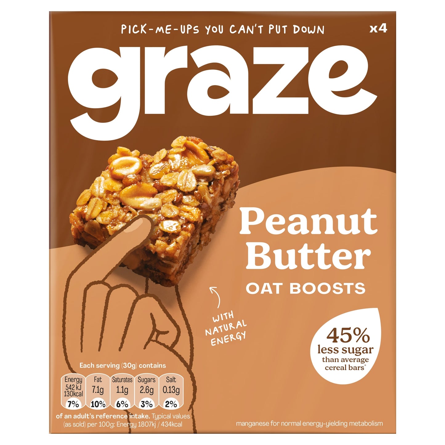 Graze Peanut Butter Oat Boosts Flapjack Snack 4x30G — image 1