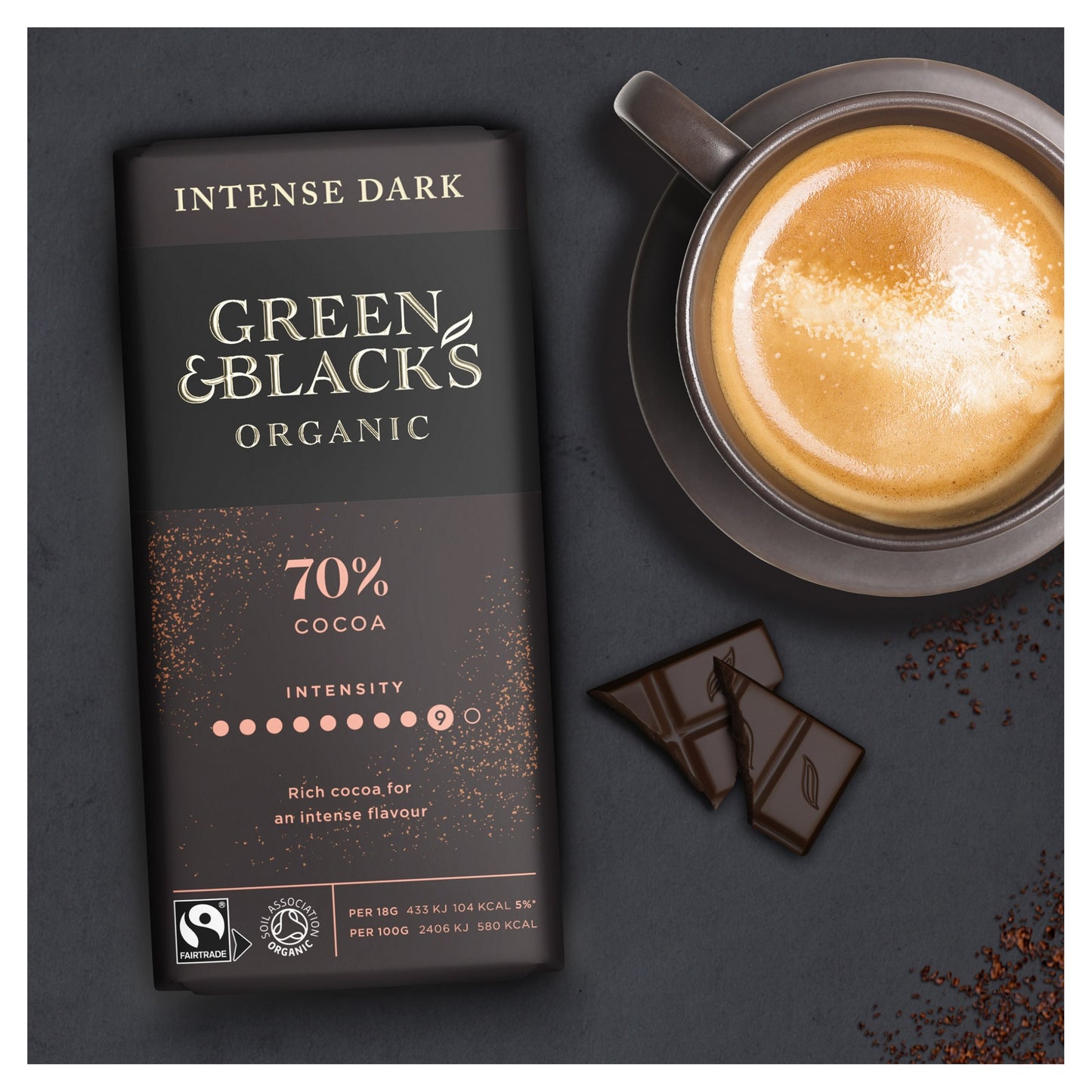 Green & Black's Organic 70% Dark Chocolate Bar 90g — image 2