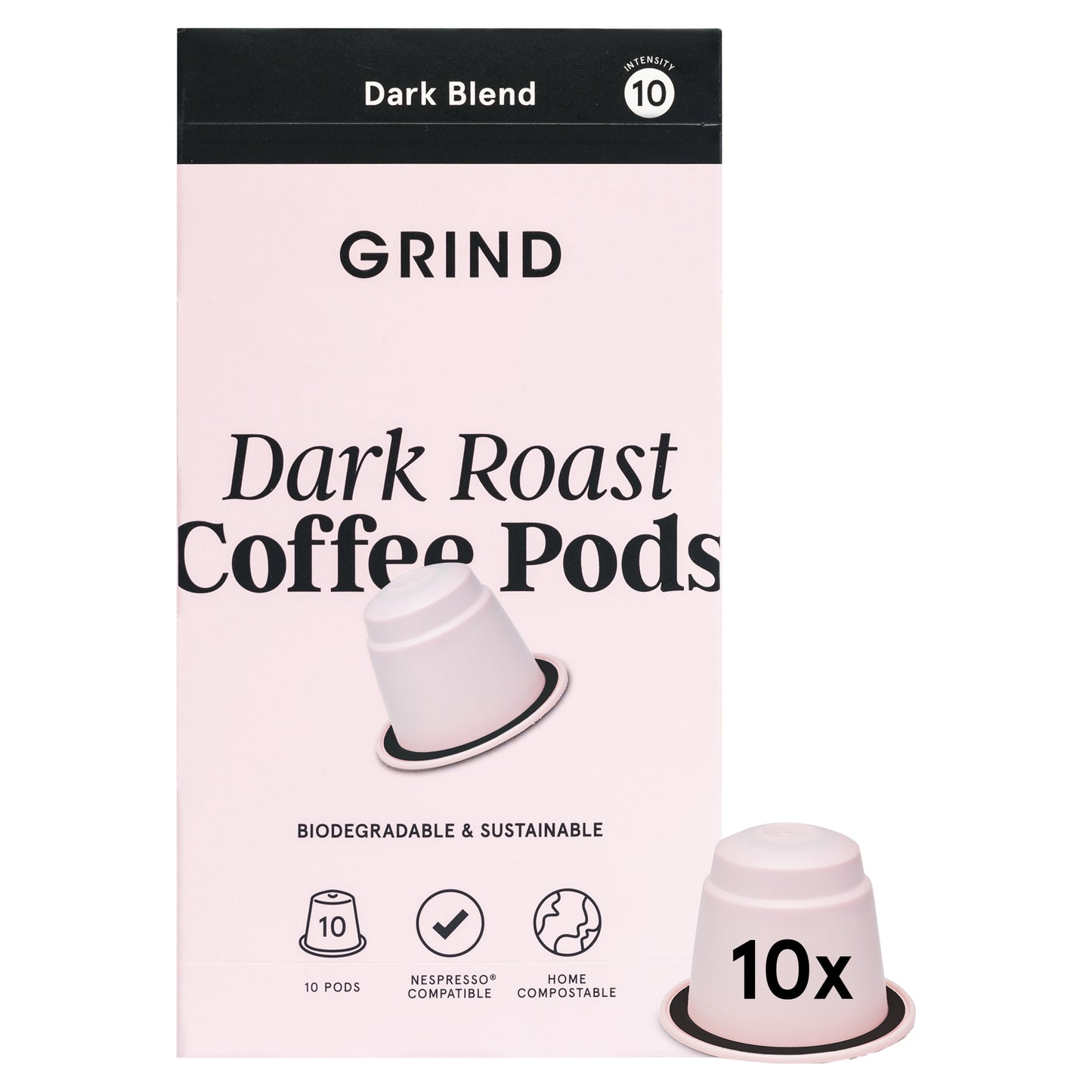 Grind Dark Roast Coffee Pods - Biodegradable & Sustainable 10 Pack 52g — image 1