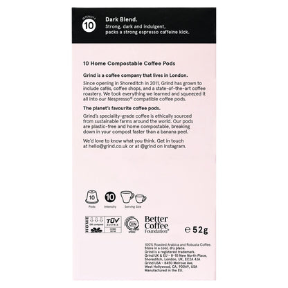 Grind Dark Roast Coffee Pods - Biodegradable & Sustainable 10 Pack 52g — image 2