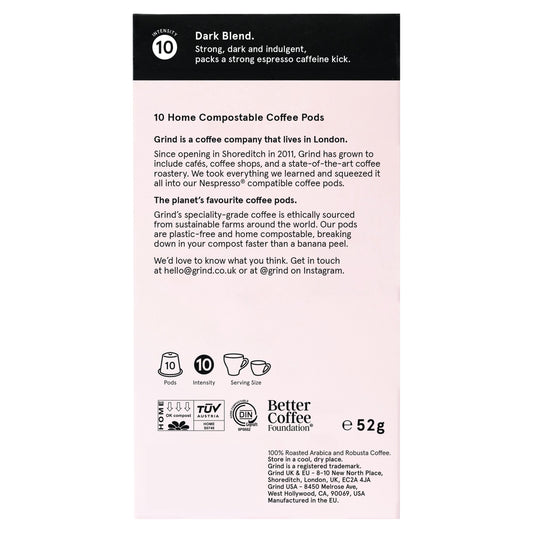 Grind Dark Roast Coffee Pods - Biodegradable & Sustainable 10 Pack 52g — image 2