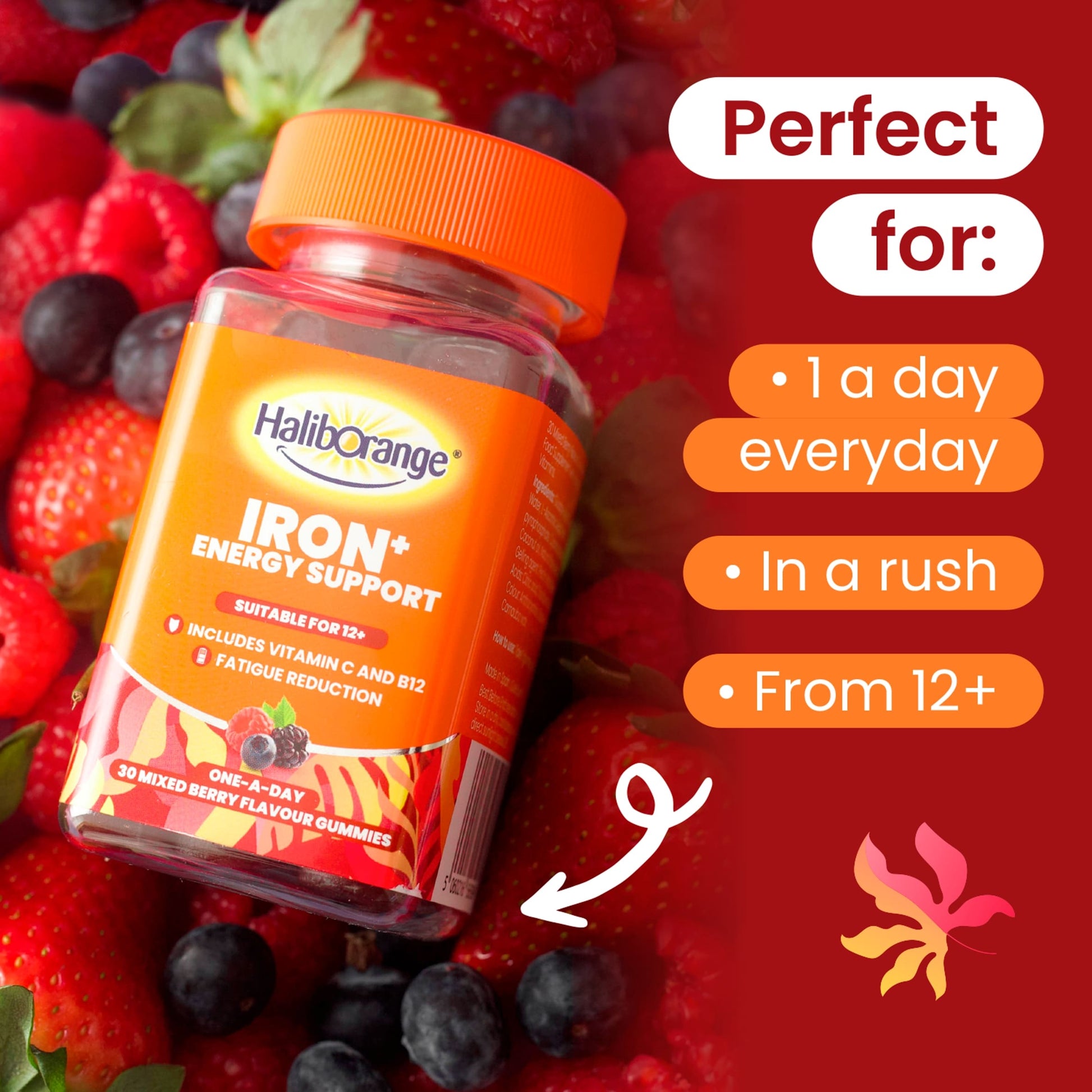 Haliborange Iron+ Energy Support Mixed Berry Gummies 30s — image 2