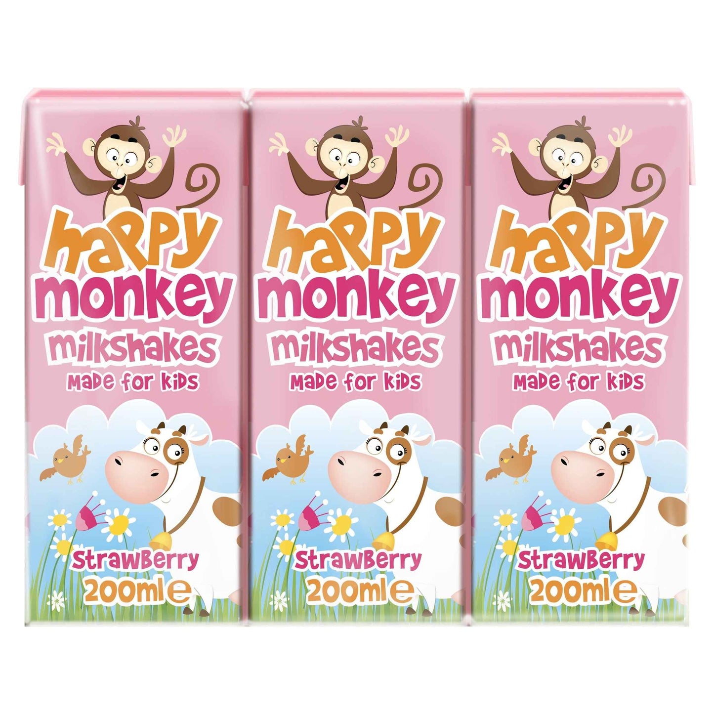 HAPPY MONKEY Milkshake Strawberry 3x200ml