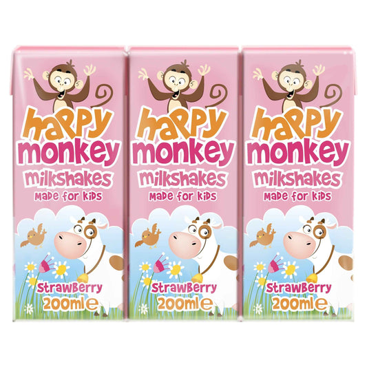 HAPPY MONKEY Milkshake Strawberry 3x200ml