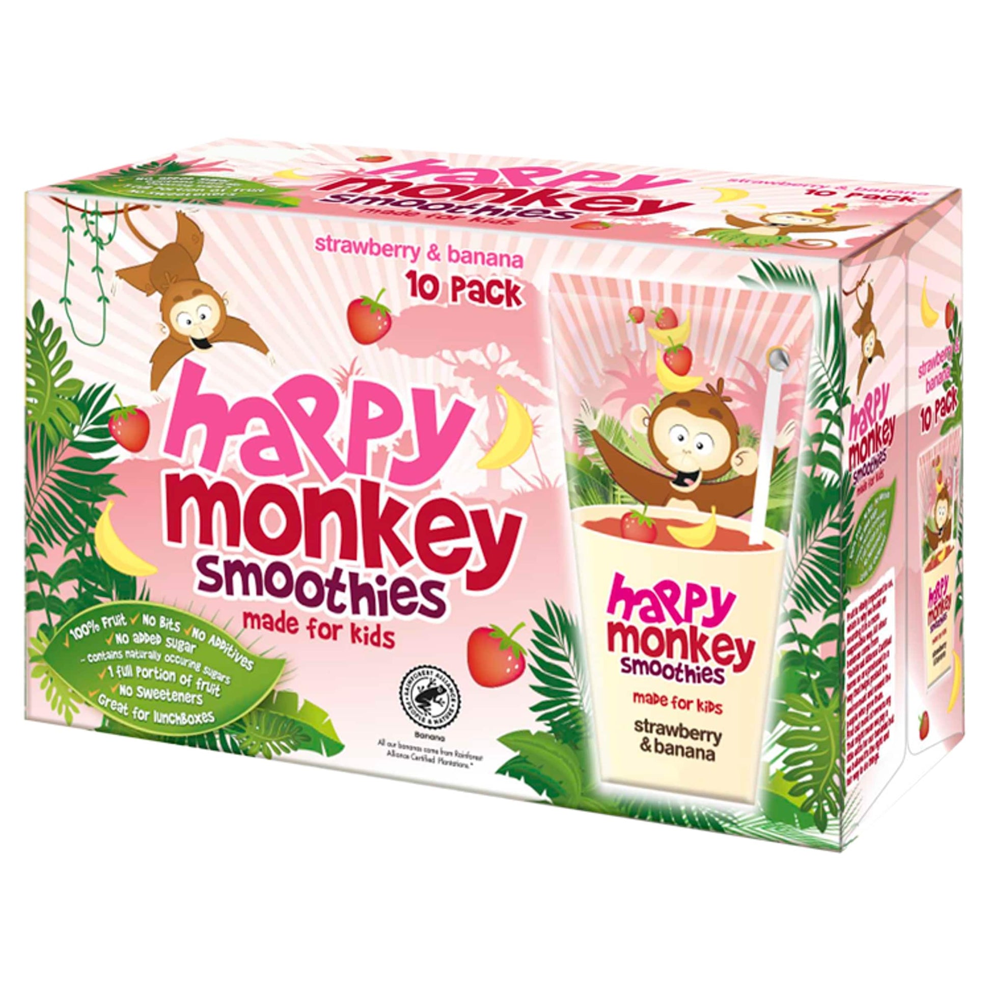 Happy Monkey Smoothies Strawberry & Banana 10 x 180ml — image 1