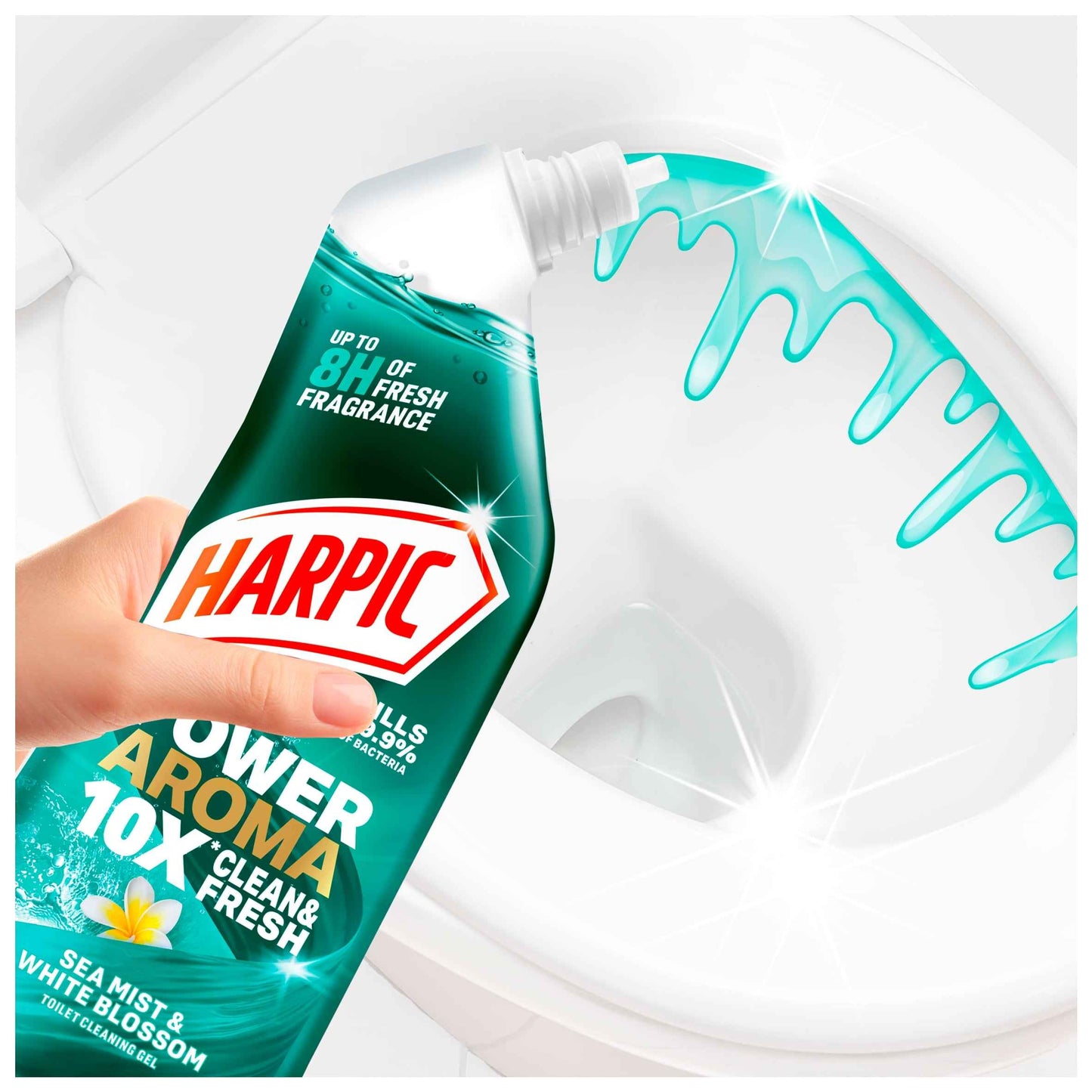 HARPIC Power Aroma Sea Mist & White Blossom Toilet Cleaning Gel 750ml