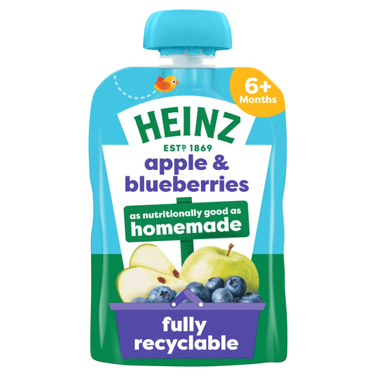 Heinz Apple & Blueberry Puree Baby Food Pouch 100g — image 1