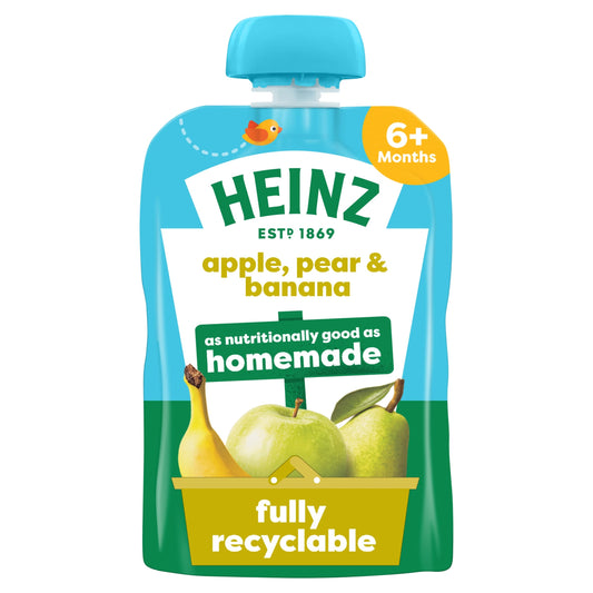 Heinz Apple, Pear & Banana Fruit Puree Pouch Baby Food 100g — image 1