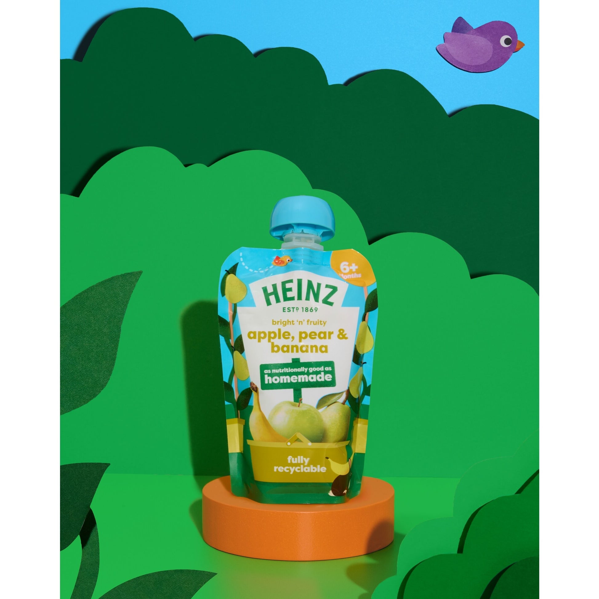 Heinz Apple, Pear & Banana Fruit Puree Pouch Baby Food 100g — image 3