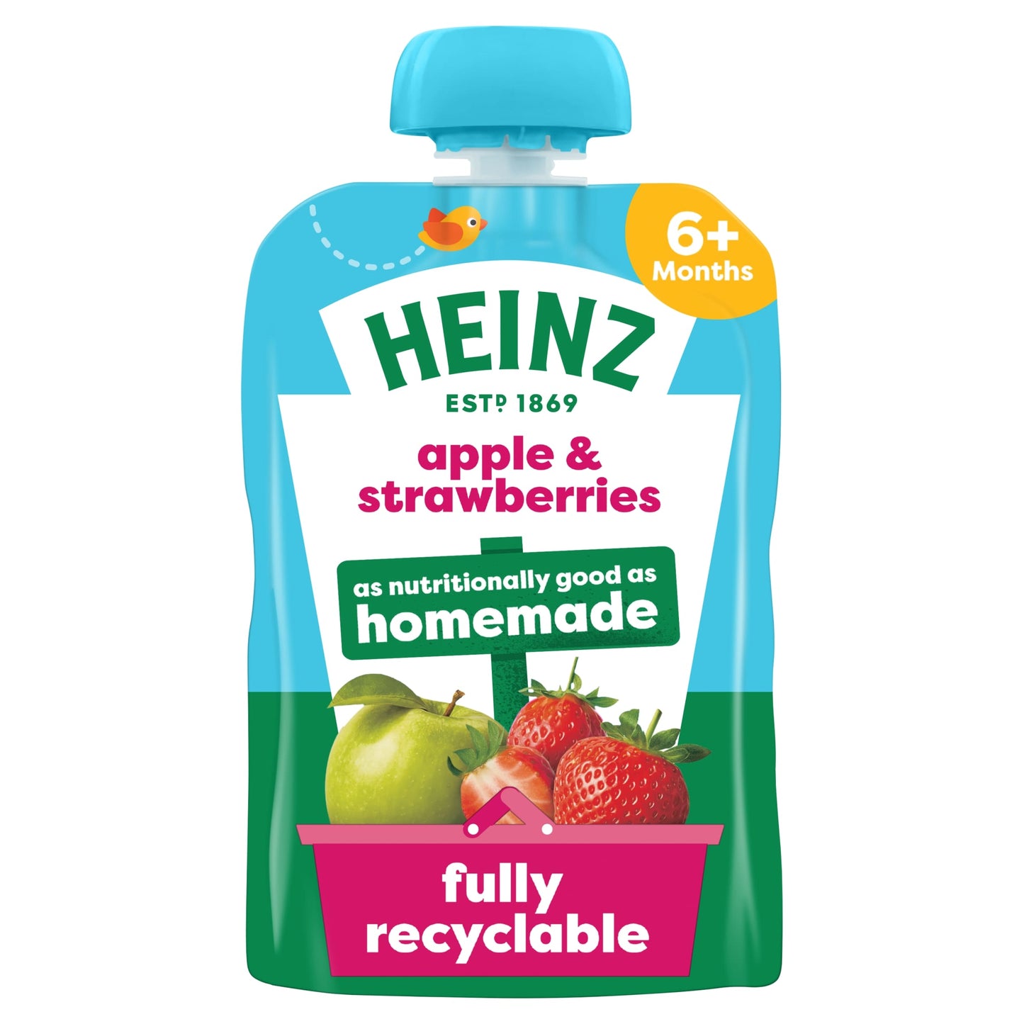 Heinz Apple & Strawberry Baby Food Fruit Puree Pouch 100g — image 1