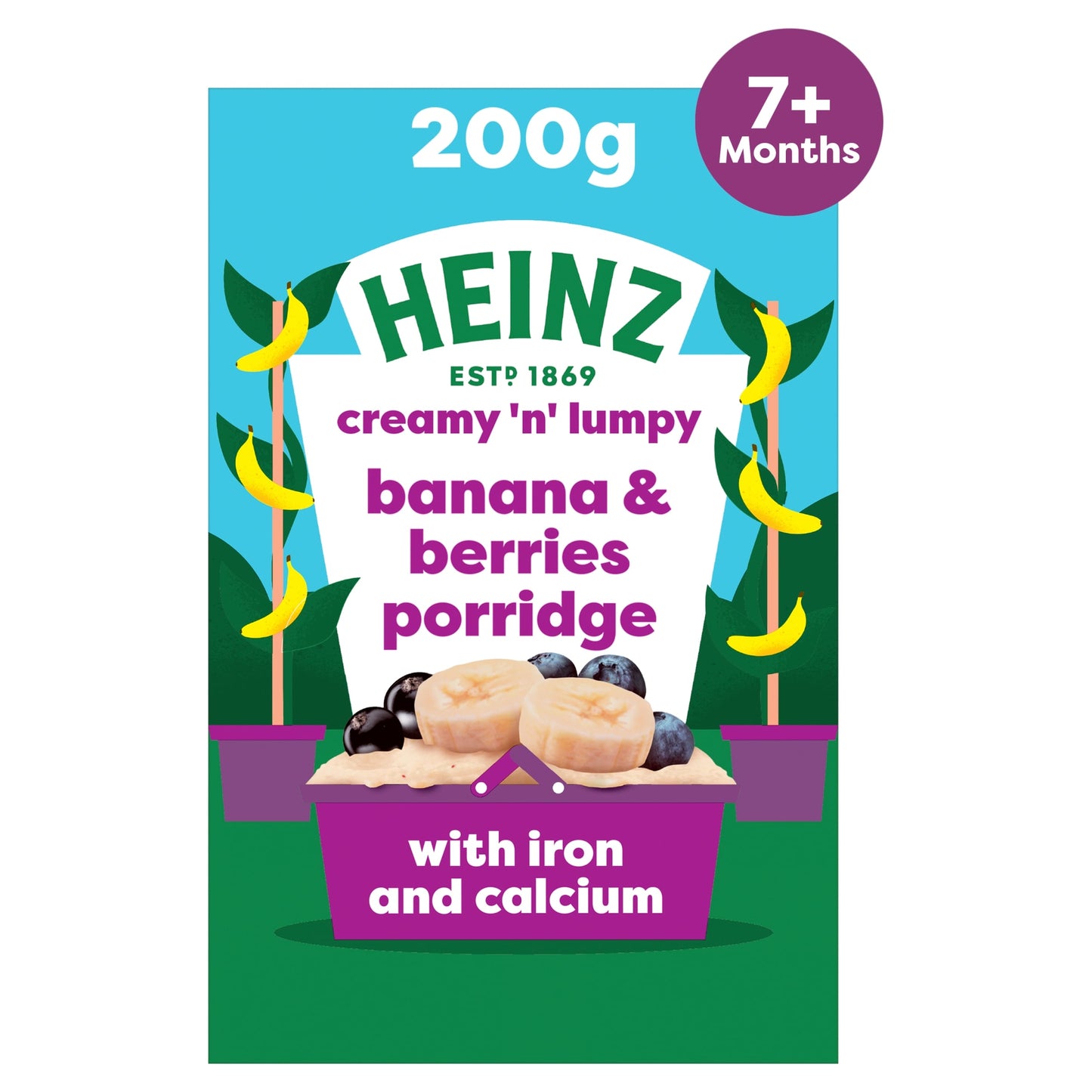 Heinz Banana & Berries Porridge Baby Food 7m+ 200g — image 1