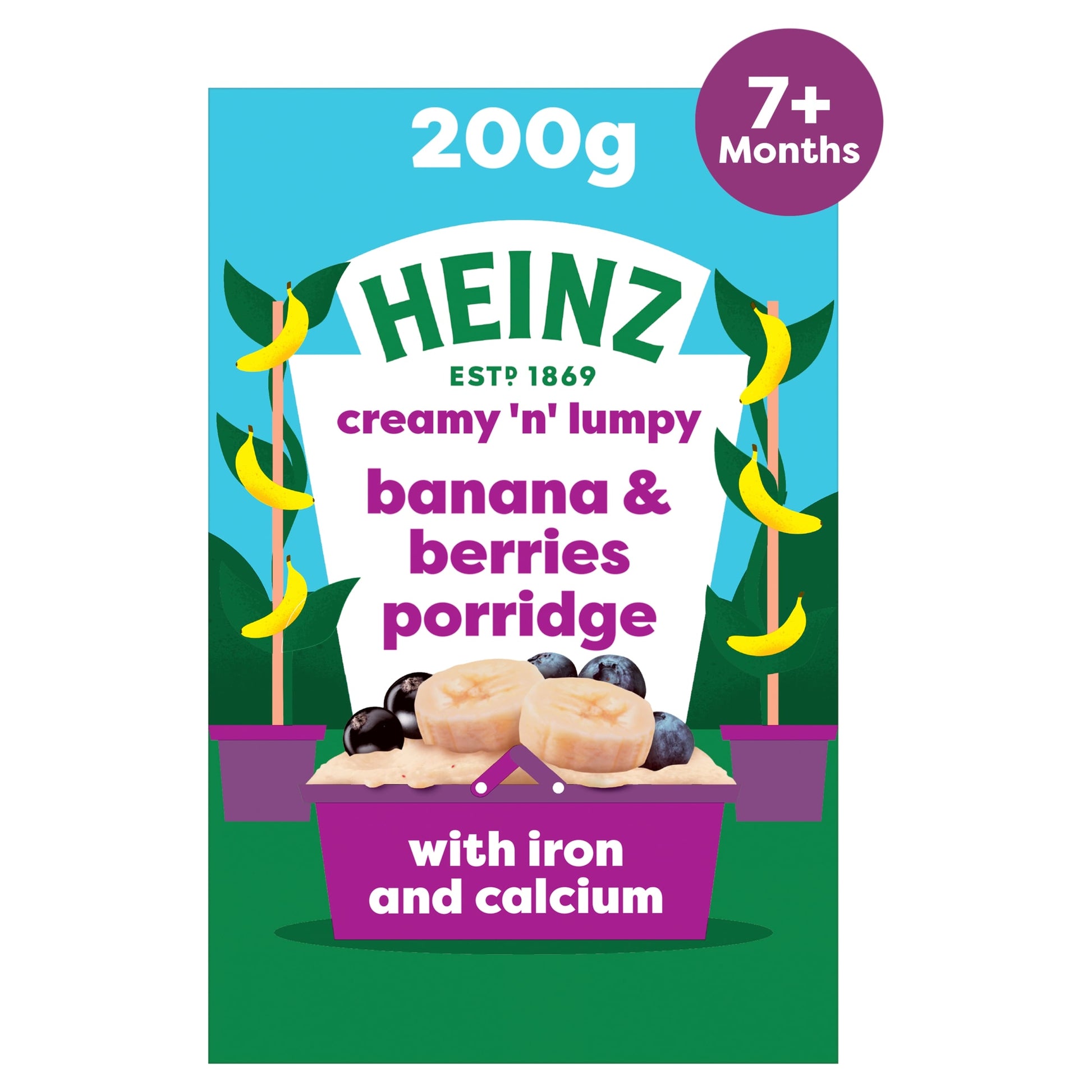 Heinz Banana & Berries Porridge Baby Food 7m+ 200g — image 1