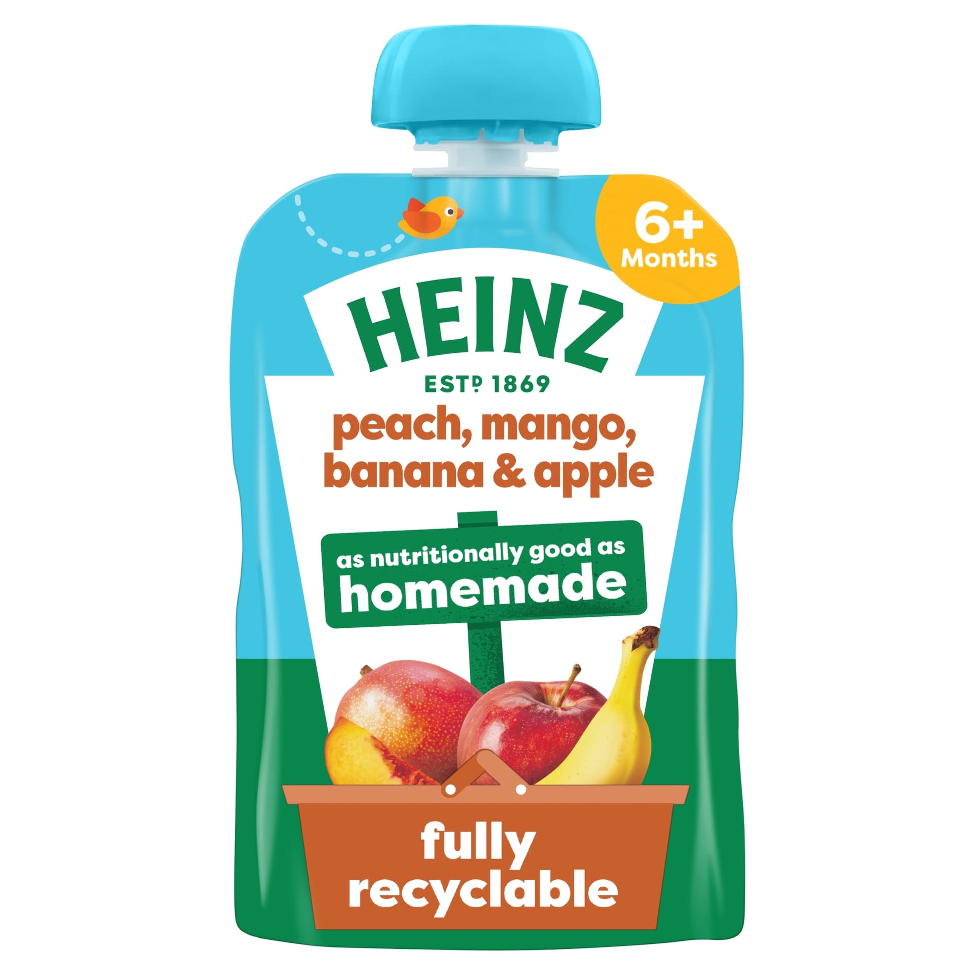 Heinz Peach, Mango, Banana & Apple Baby Food Fruit Puree Pouch 100g — image 1