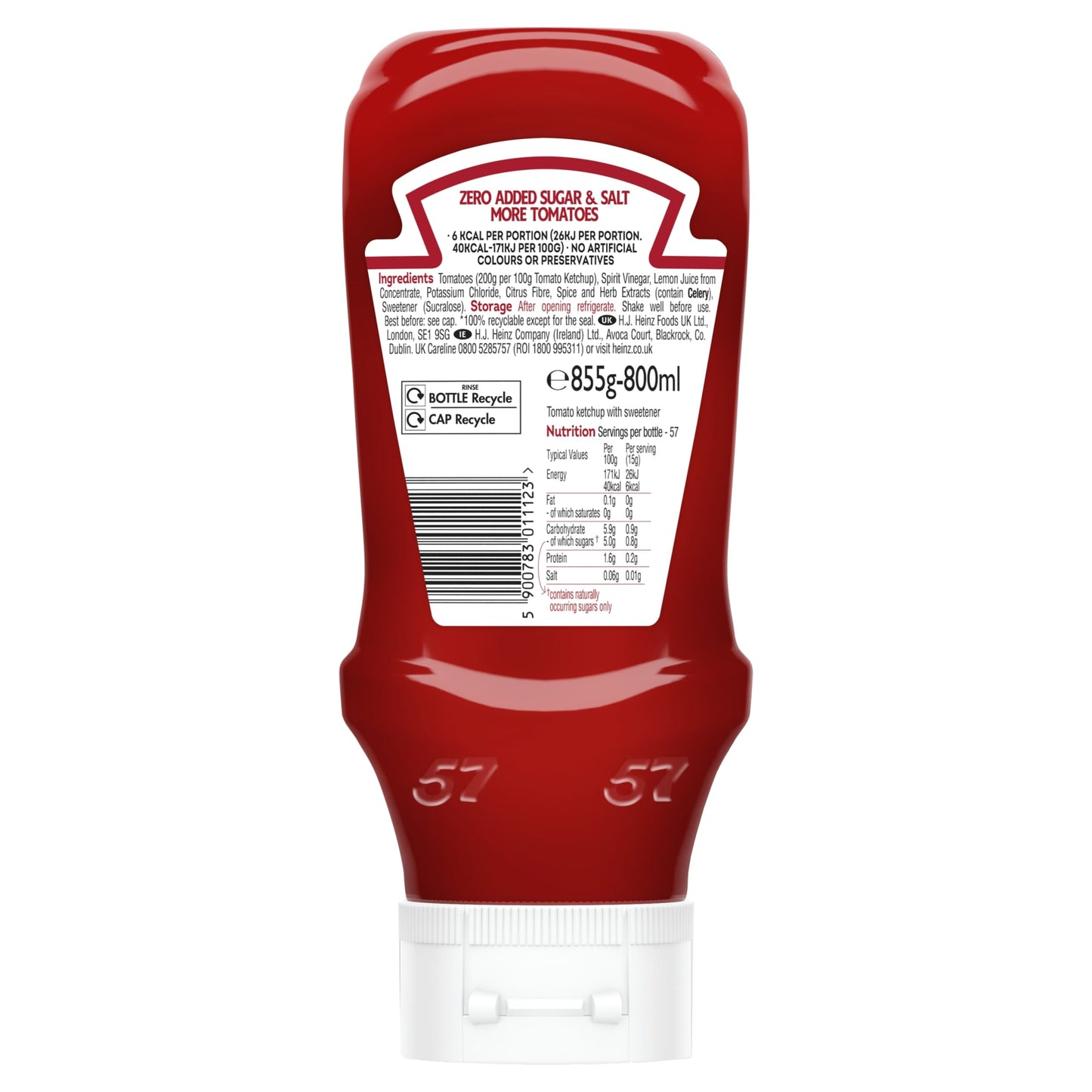 Heinz Tomato Ketchup Zero No added sugar & salt 800ml — image 3