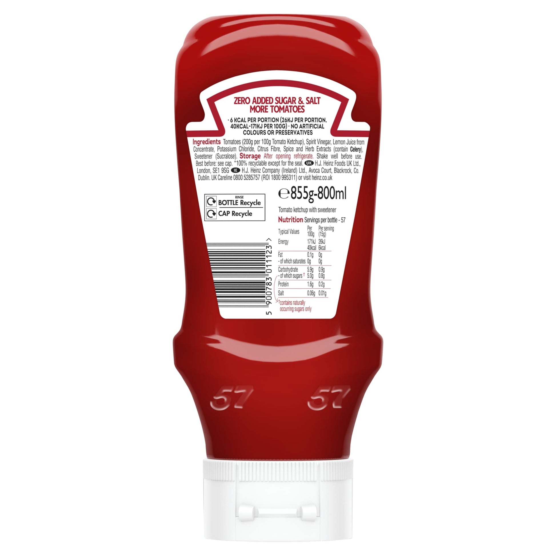 Heinz Tomato Ketchup Zero No added sugar & salt 800ml — image 3