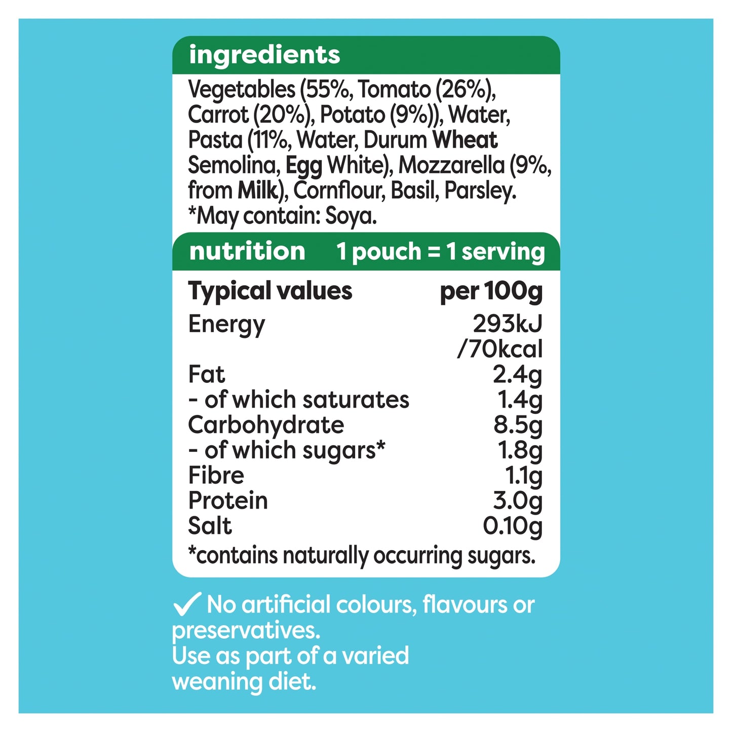 Heinz Tomato Mozzarella Pasta Shapes Baby Food Pouch 130g — image 5