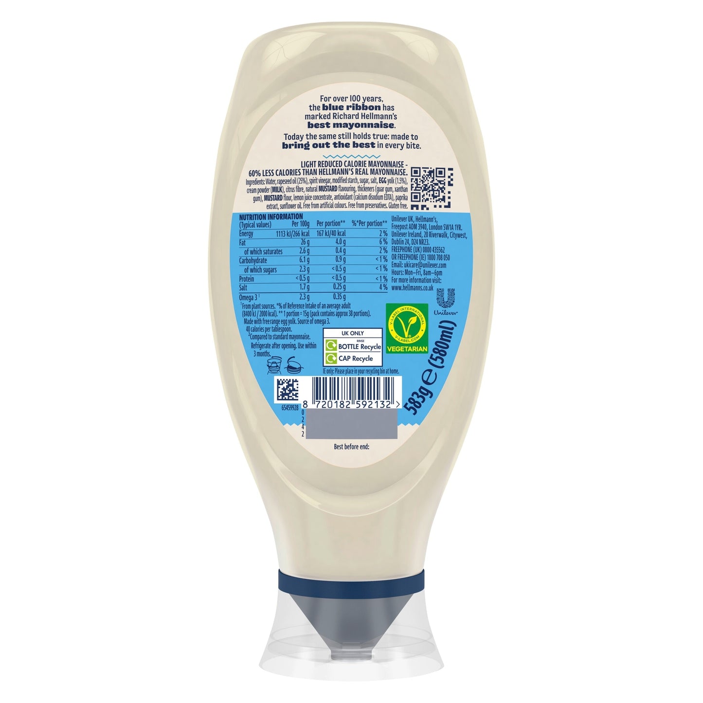 Hellmann's Light Mayonnaise Squeezy 580ml — image 2