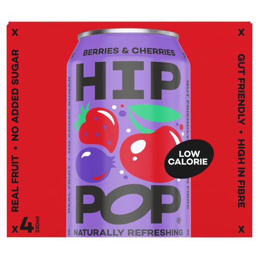 Hip Pop Berries & Cherries Fizzy Drink 4x330ml — image 1
